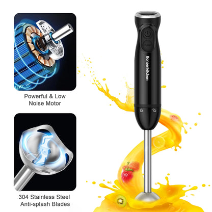 3 in 1 Immersion Blender with Egg Whisk & 700Ml Measuring Cup, 12 Speed Hand Blender