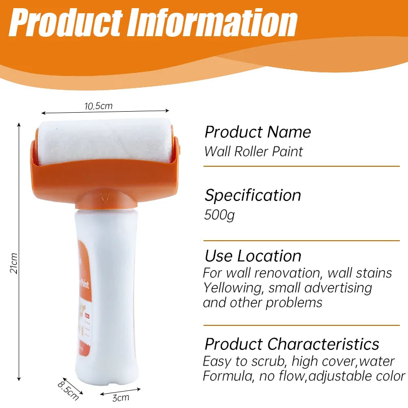 Wall Repair Roller Paint Household Supply Cleaning Tool White Water Based Latex Paint Roller DIY Renovation Wall Spackle Roller